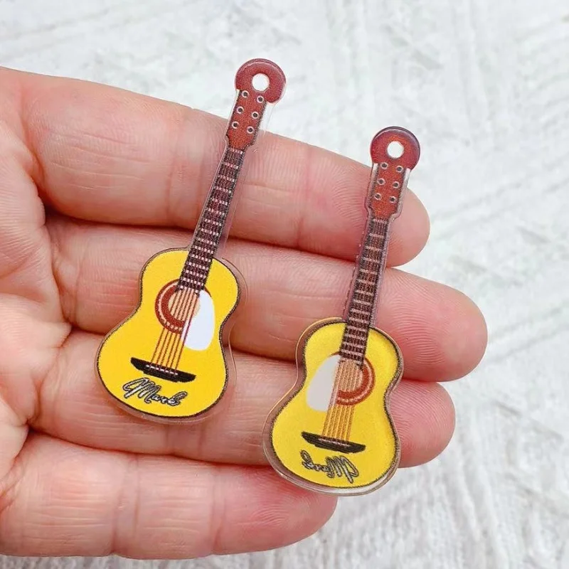 10Pcs Lovely Acrylic Musical Instrument Guitar Charms Violin Pendant for DIY Bracelet Necklace Handmade Jewelry Making Accessory