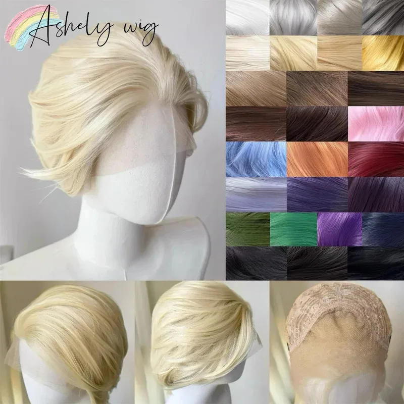 

Blonde Lace Front Wig Short for Men 13*4 Synthetic Lace Wigs High Quality Hair Frontal Lace Wigs Multiple Colors Are Available