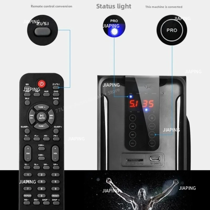 Suitable for  5.1 Home Theater Bluetooth Speaker  subwoofer Sound System with Control USB Drive SD Card Play FM Radio