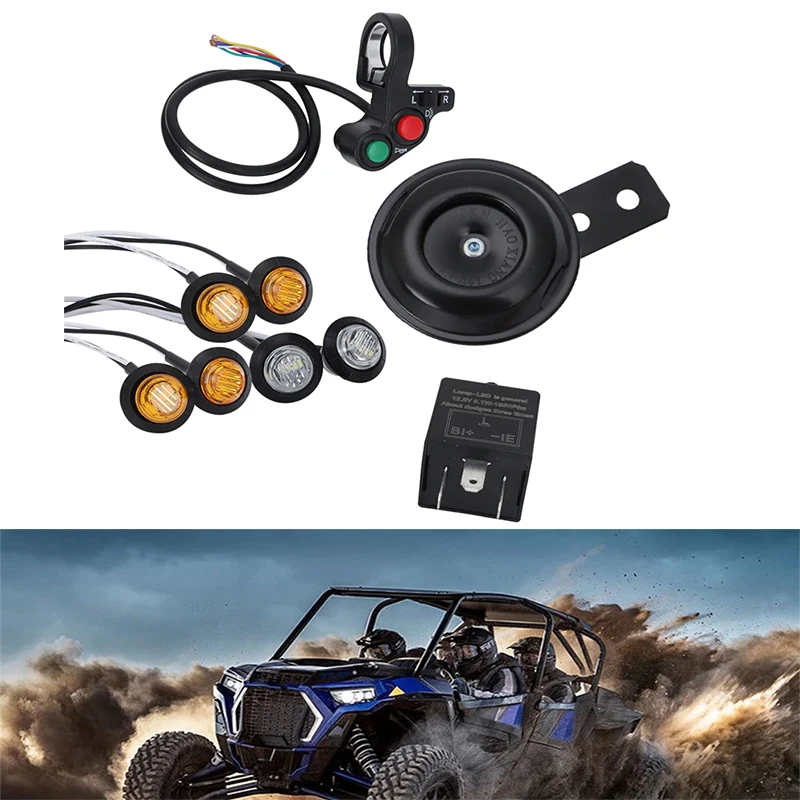 For Polaris Can Am Honda ATV Scooter Quad 4Wheeler Universal ATV UTV SXS Turn Signal Street Legal LED Light Kit Horn