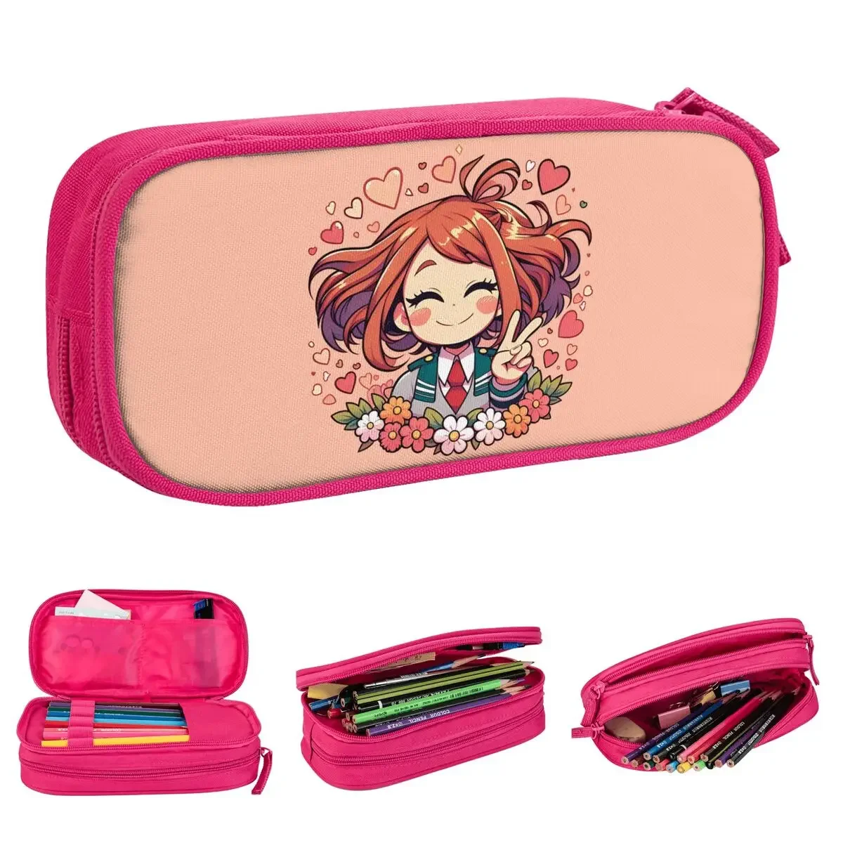 

My Hero Academia Ochaco Uraraka Pencil Case Anime Pencilcases Pen Box Kids Large Storage Bags School Supplies Gift Stationery