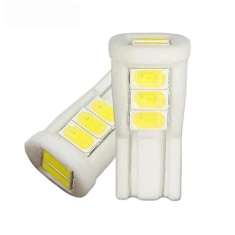 100 قطعة w5w led T10 السيراميك 8 SMD 5630 LED 194 168 501 إسفين الجانب لوحة ترخيص ضوء مصباح إسفين وقوف السيارات ضوء أبيض DC12V