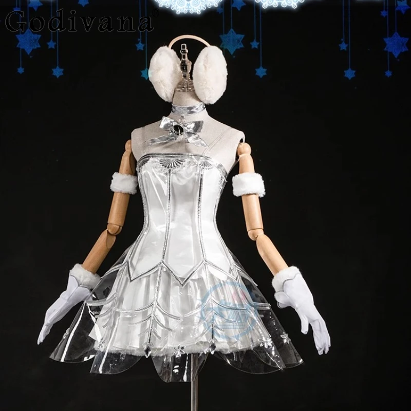 Women Christmas Uniforms Dress Sets Headwear Ear Accessories Costume Clothes Female Sleeveless Short Cosplay Dress Suits