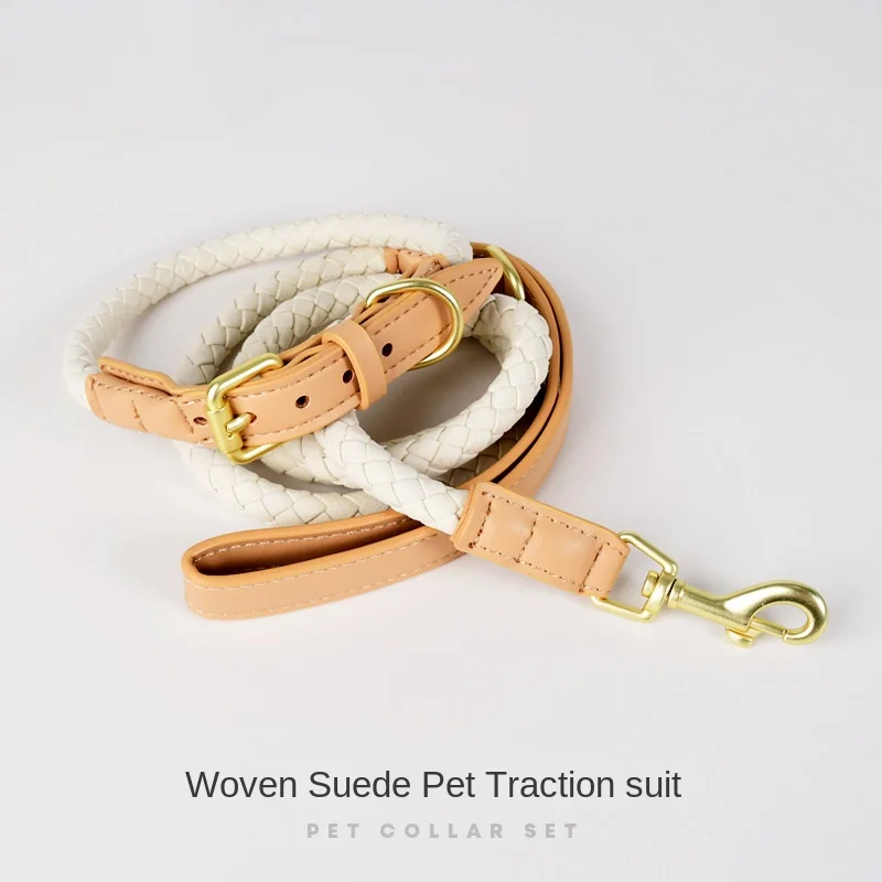 New Fur Pet Collar Adjustable Dog Haulage Rope Package Small and Medium-Sized Dogs Outdoor Puppy Pet Supplies Accessories