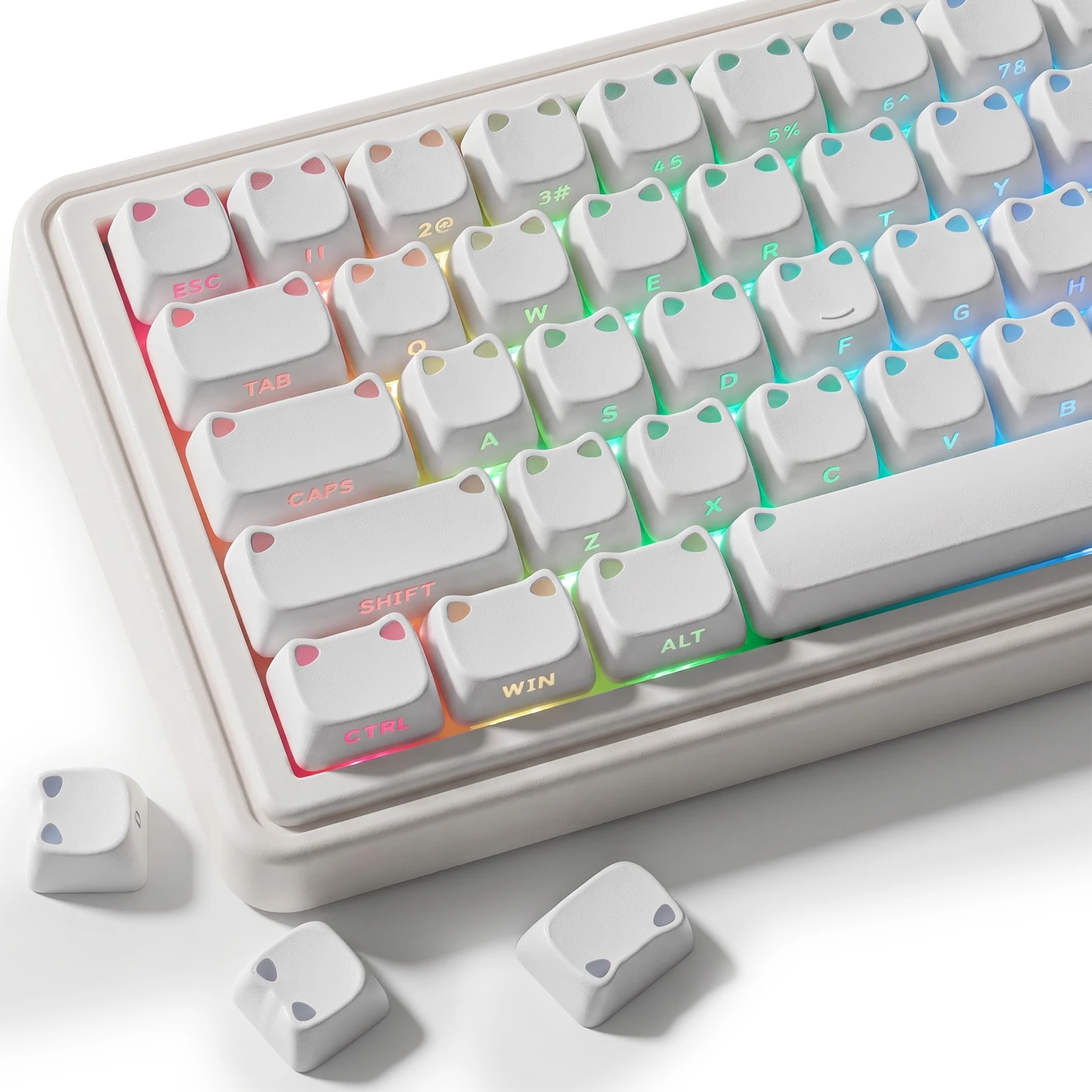 

Cat Ears Side Backlight Keycaps 113 Keys PBT Material MAO Profile DYE-SUB Personalized Keycap For MX Switch Mechanical Keyboard