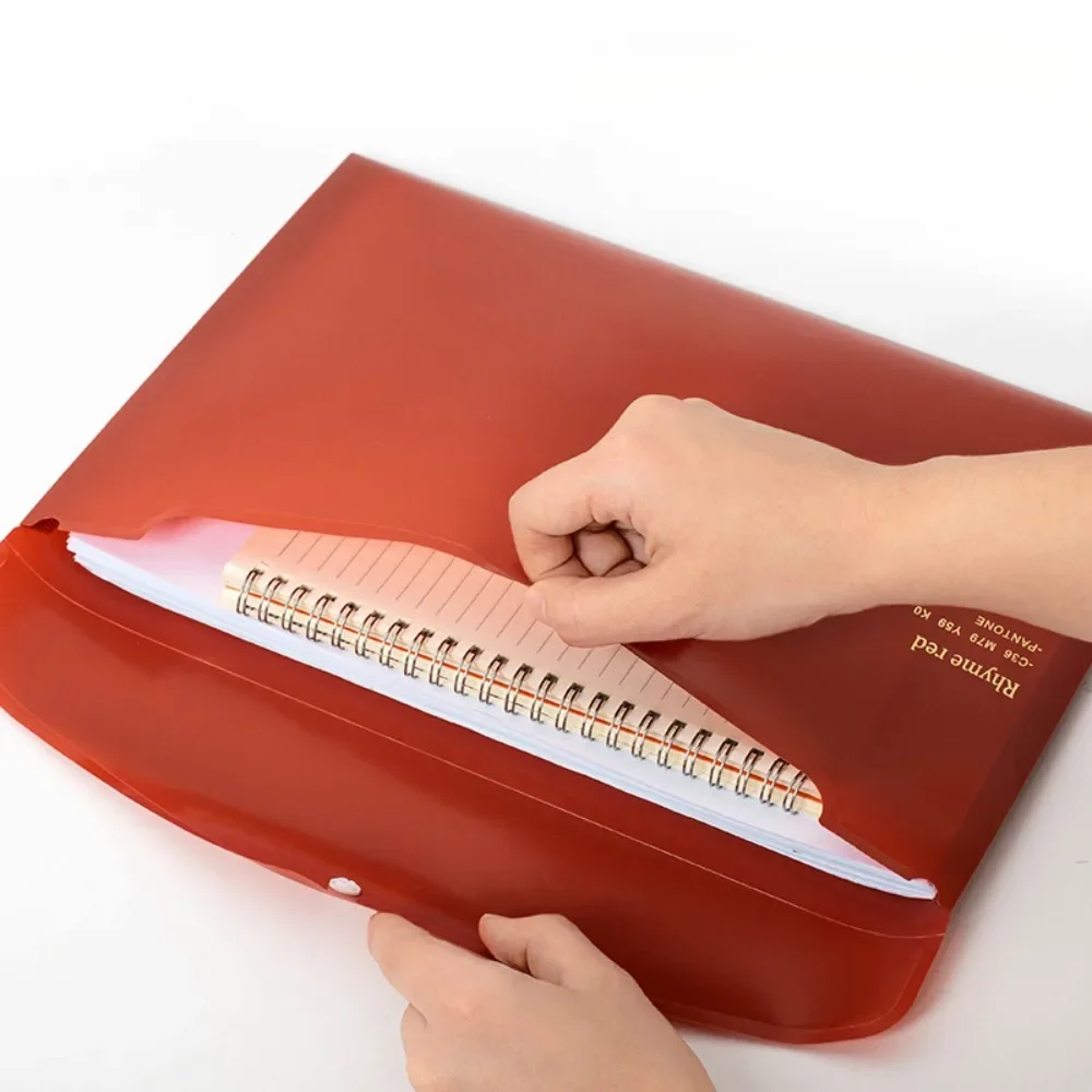 

1pc Retro Color Folder Storage Bag A4 PP Buckle File Bag Information Portfolio Classification Data Archive Organizer Bag
