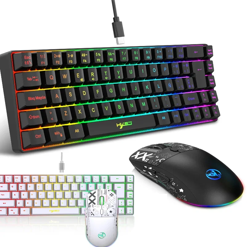 

Keyboard and mouse pc gaming kit key board and mouse set gamer offers combo backlit 68keys mini wired keyboards with mouse white