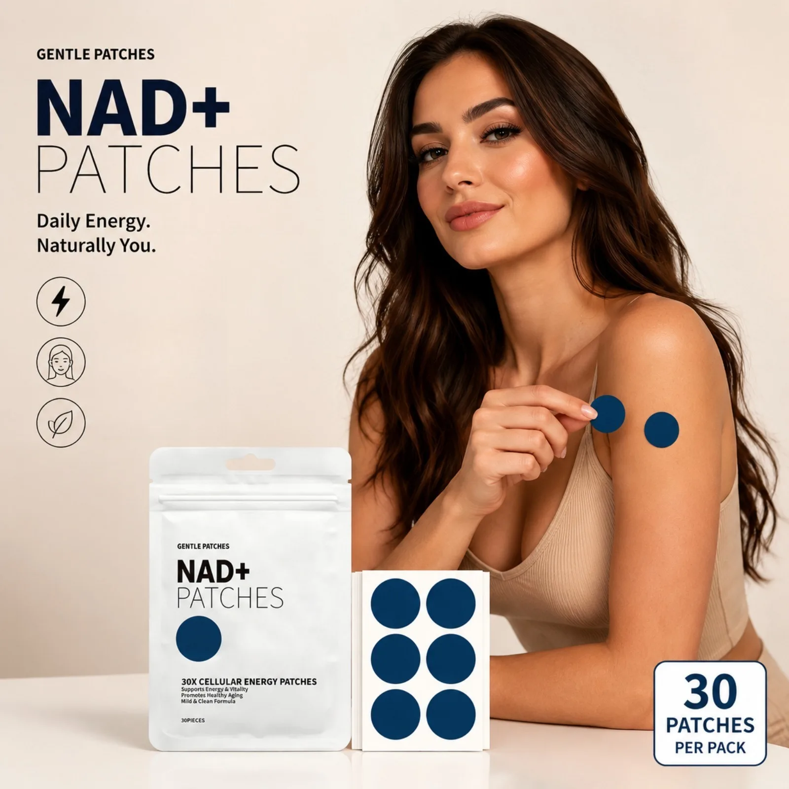NAD+ Body Care Patch Long Lasting Gentle Breathable Skin Nourishing Comfort For Men Women Daily Home Travel Office Use