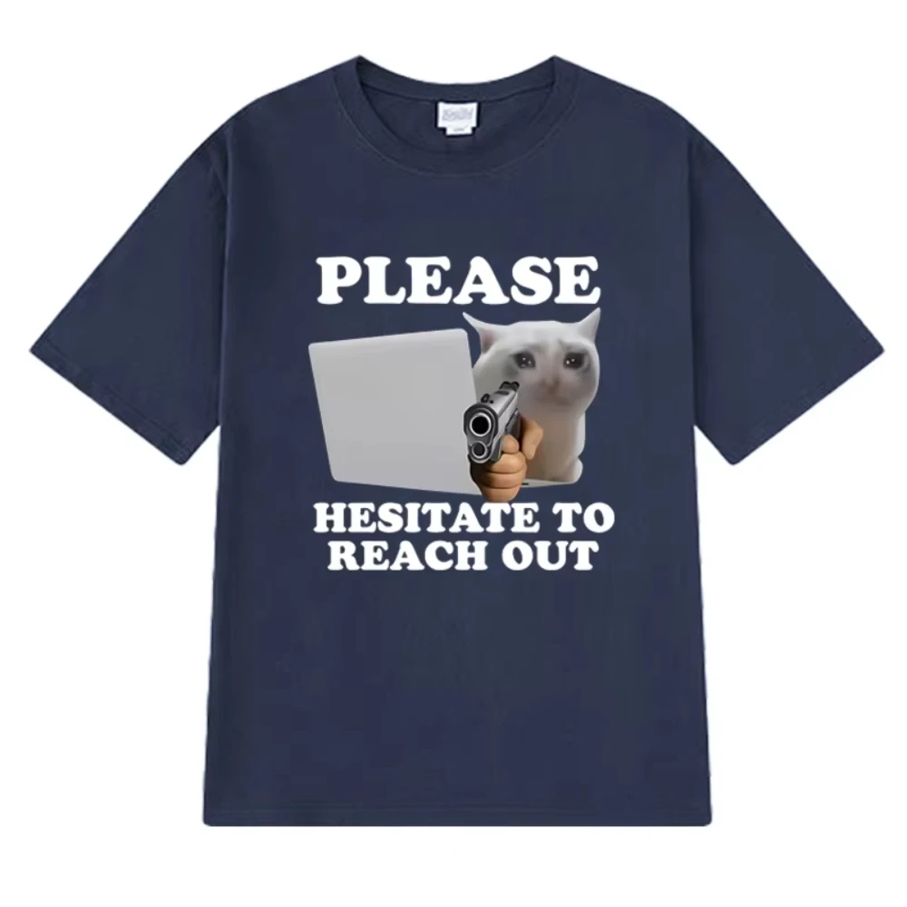 2025 مضحك يرجى التحليل إلى الوصول إلى القط طباعة تي شيرت الذكور Harajuku المتضخم بلايز الرجال النساء القطن تي شيرتات قصيرة الاكمام