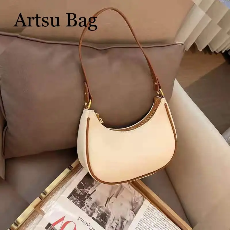 

Women's Clutch Handbags Moon Solid Color Pu Leather Underarm Shoulder Bag Fashion Casual Female Shopper Tote Luxury Hobos Bags