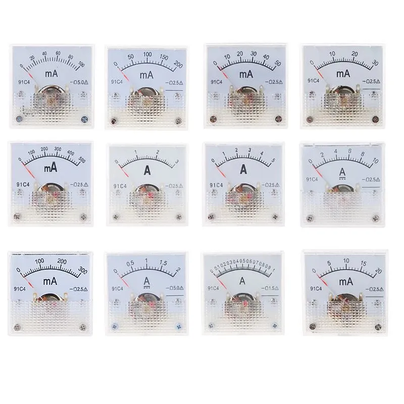 91C4-A Ammeter DC Analog Current Meter 1/2/3/5/10/20/30/50/100/200A Pointer Type