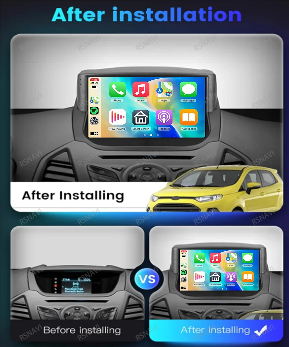 Autoradio Android 16 für Ford Ecosport 2013 2014 2015 2016 2017 Autoradio Stereo Videoplayer QLED Navigation DVD 4G LTE GPS BT – Detail 3