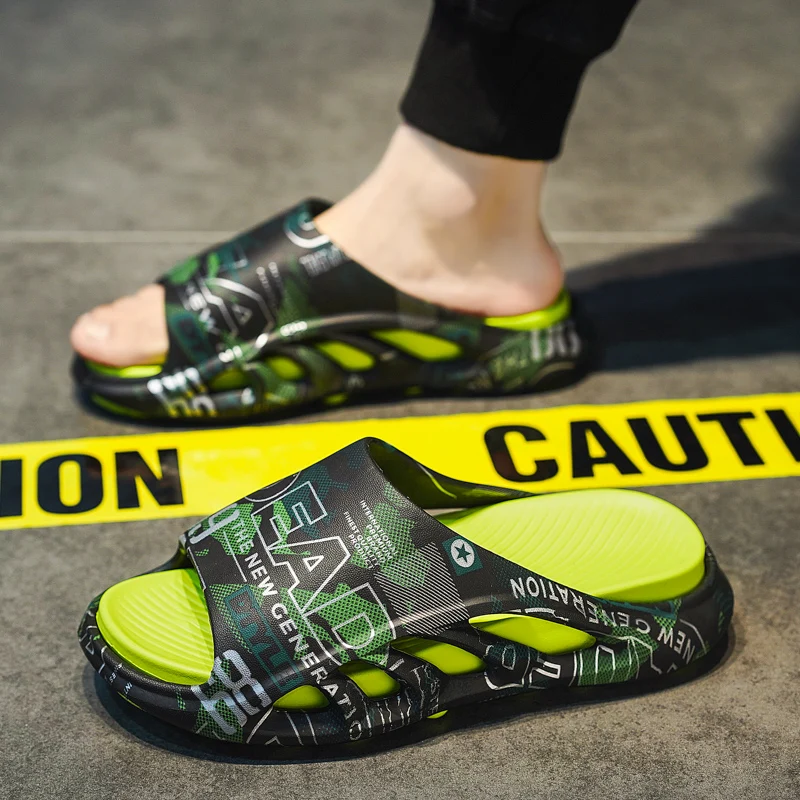 

Мужские пляжные повседневные спортивные тапочки с отверстиями для пар, износостойкие, на толстой подошве, износостойкие, нескользящие цветные туфли