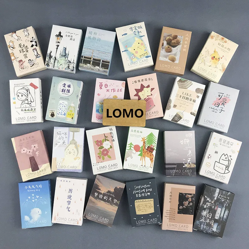 28 hojas/juego de tarjetas Lomo de la serie de acuarela pintadas a mano, Mini tarjetas promocionales, tarjetas de felicitación, tarjetas