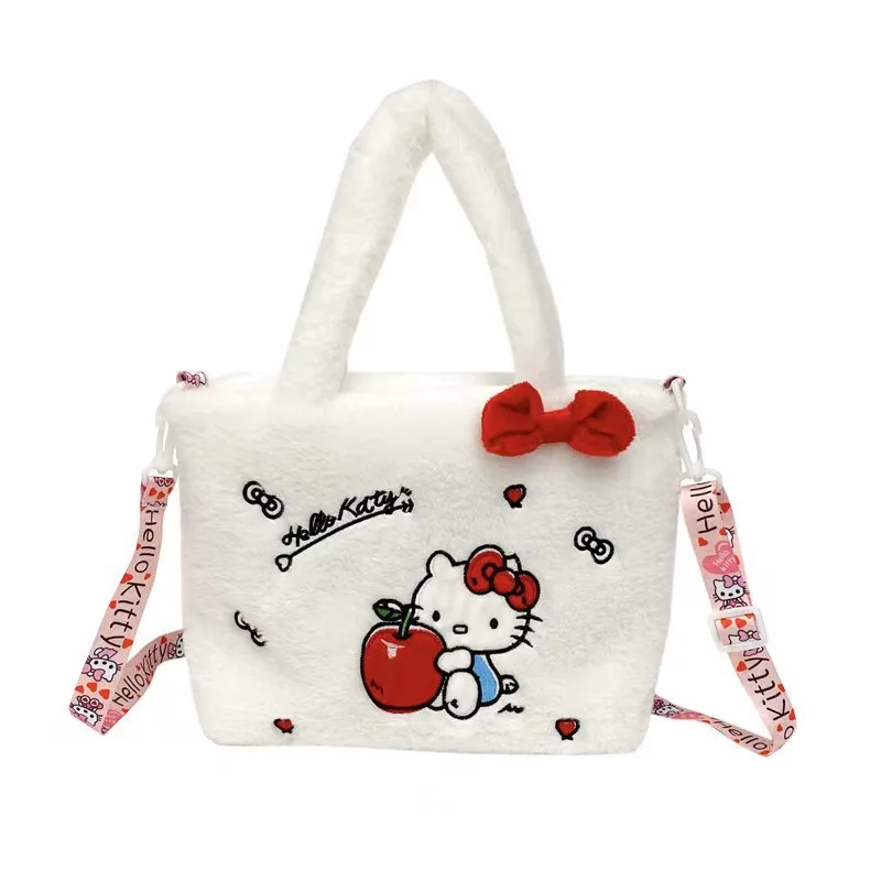 Hello Kitty urocza torba kobiety pluszowa torba na ramię Kuromi Cinnamoroll melodia torebki Sanrio Kawaii Mini dla dzieci CartoonBag prezenty