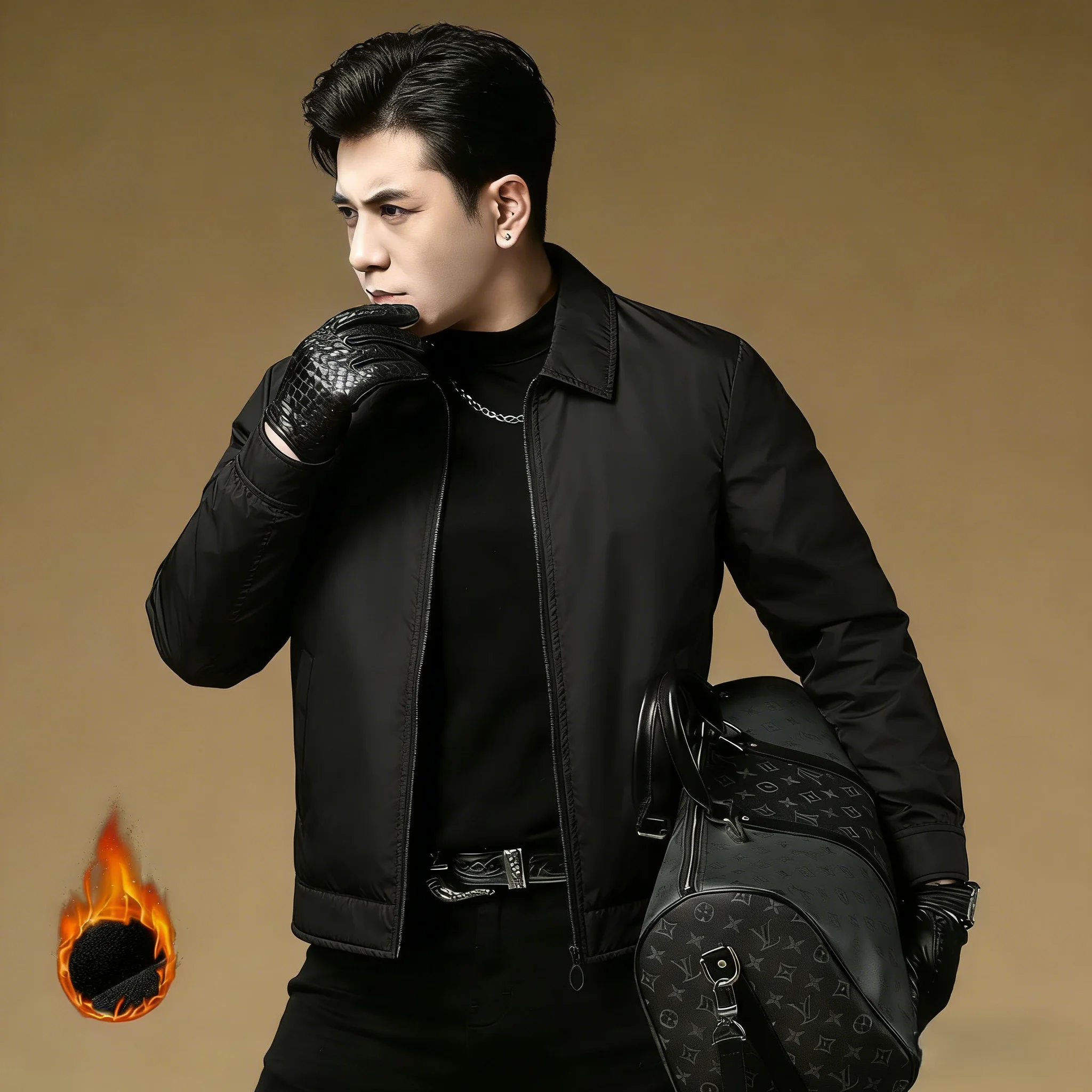 

Мужская повседневная куртка-пуховик Busin Casual, черная, с белым наполнителем из перьев, теплая, легкая, роскошная, модная, с длинными рукавами, на молнии