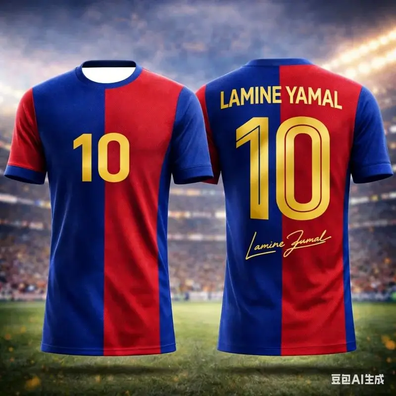 2026 Neues Lamine Yamal 3D-Gedrucktes Fußball-Fan-Trikot Sport-T-Shirt Atmungsaktiv Schnelltrocknend für Sommer-Outdoor-Aktivitäten