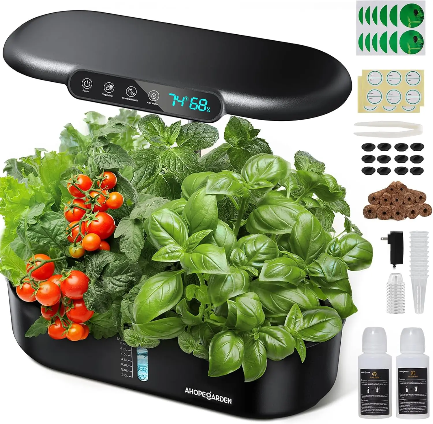 

12-Pod Hydroponic Garden Kit with Smart Detection & Full Spectrum LED Light for Indoor Herb Vegetable Growing
