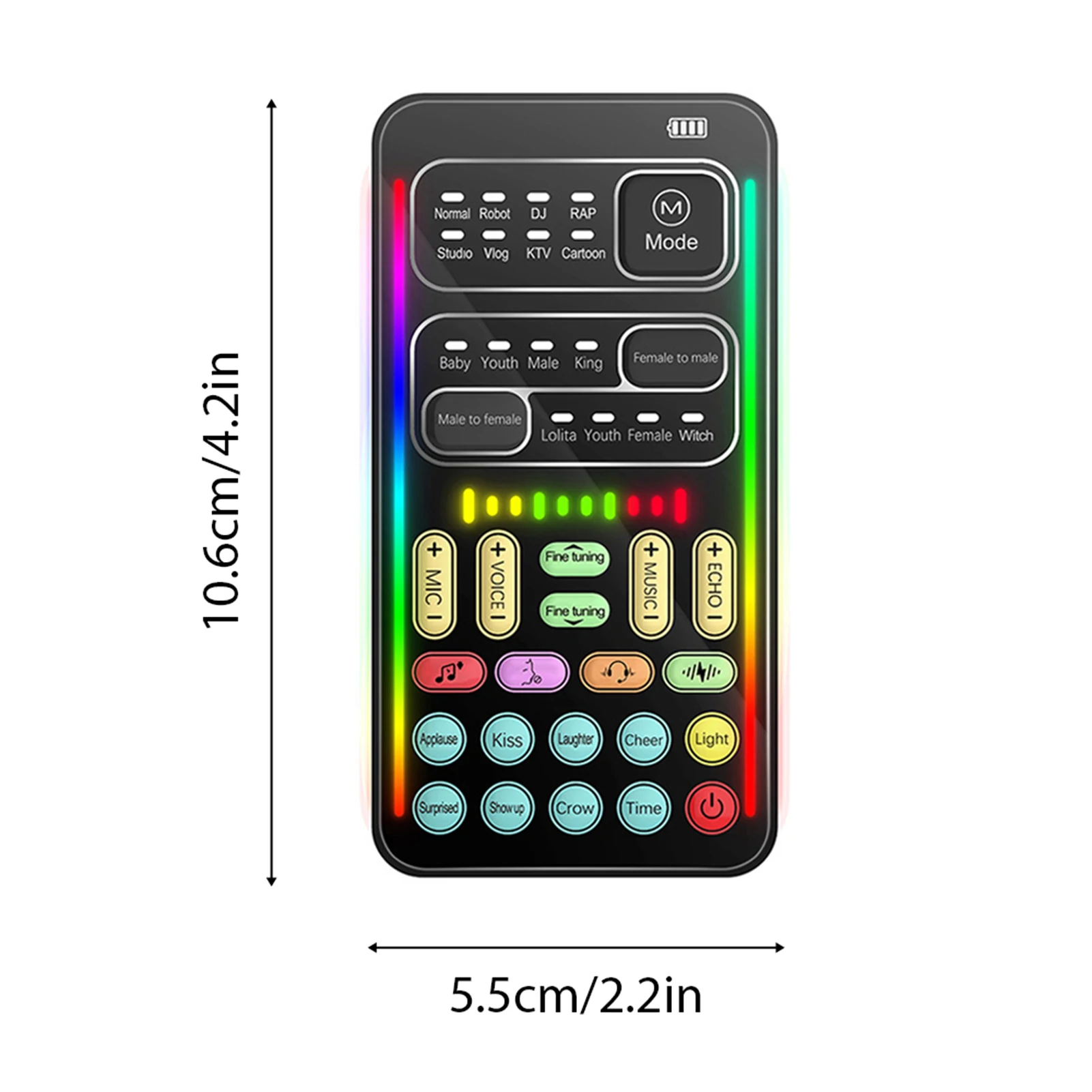Voice Changer Portable Voice Changer Device with 8 Sound Effects Colorful Light Mini Live Broadcast Handheld Microphone Sound