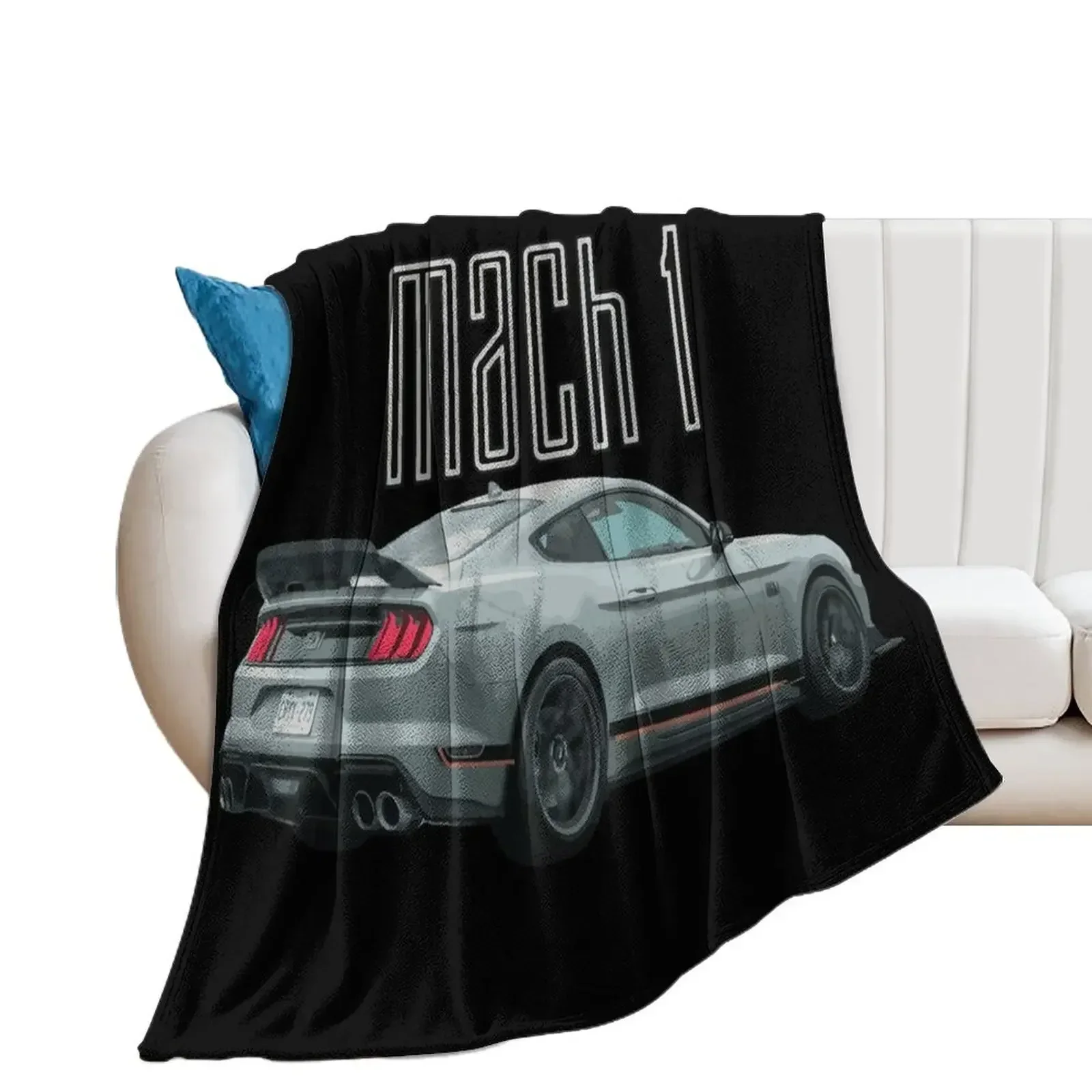 MACH 1 Mustang GT 5.0L V8 Performance Car Fighter Jet Gray Rear Throw Blanket Weighted Kid'S Blankets