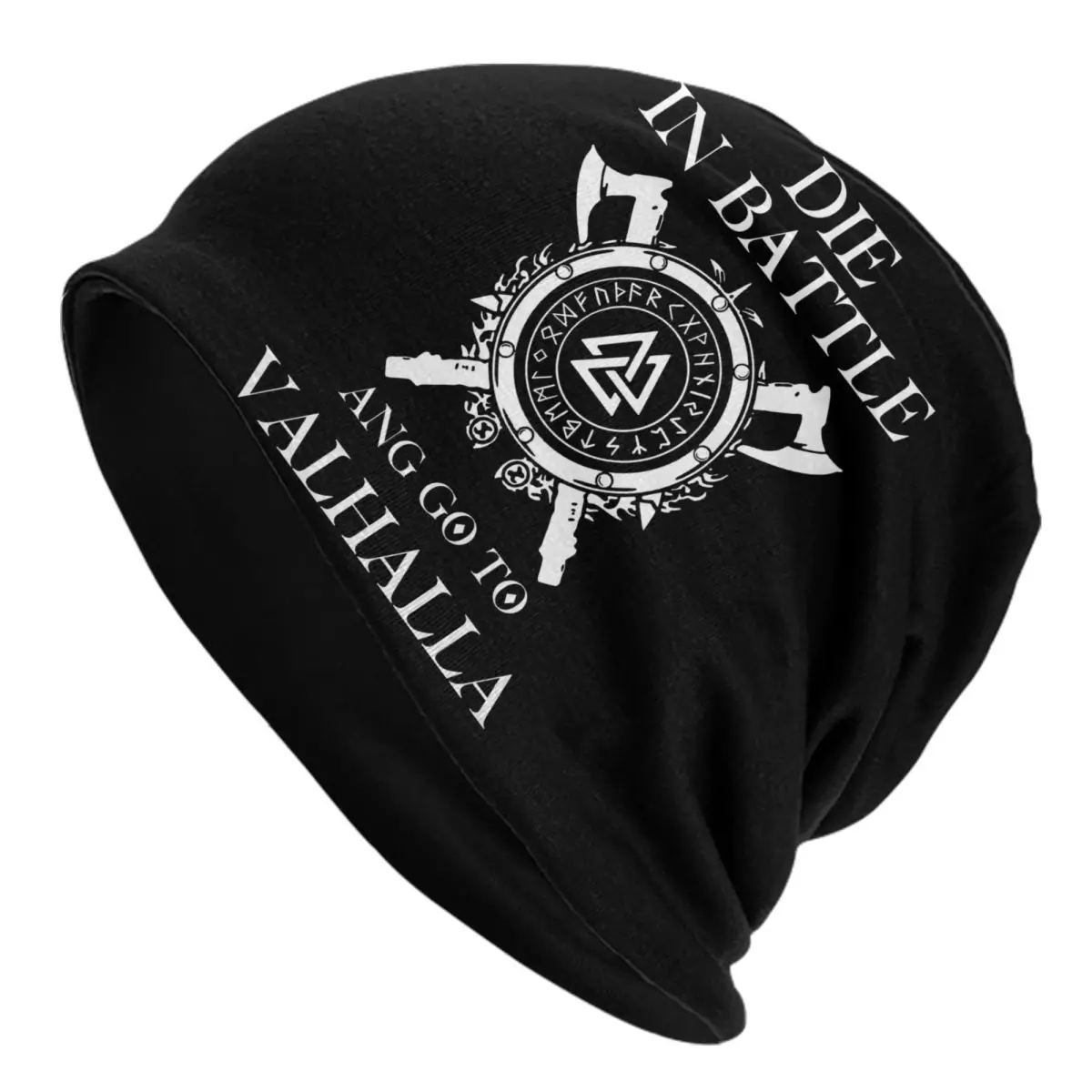 Die In Battle And Go To Valhalla Bonnet Hats Cool Knitted Hat For Men Women Autumn Winter Warm Viking Odin Skullies Beanies Caps