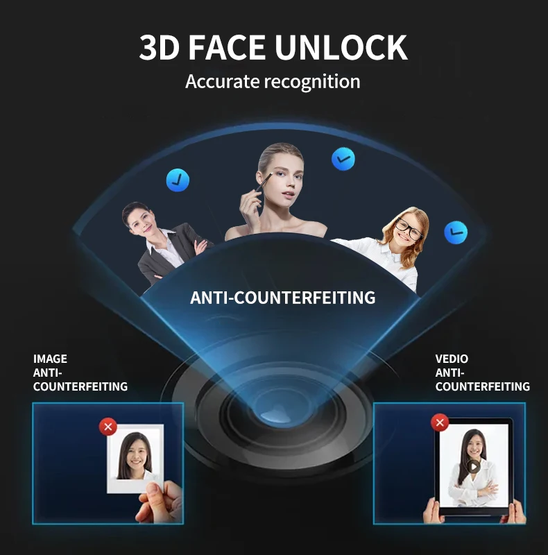 Cerradura de puerta inteligente con reconocimiento Facial, dispositivo electrónico biométrico, 3d, Tuya