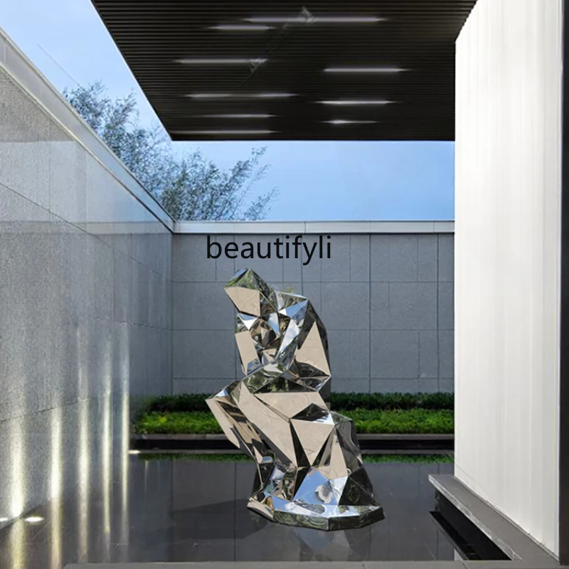 

Hotel Sales Office Stainless Steel Large Outdoor Sculpture Figure Decoration Metal Mirror Crafts