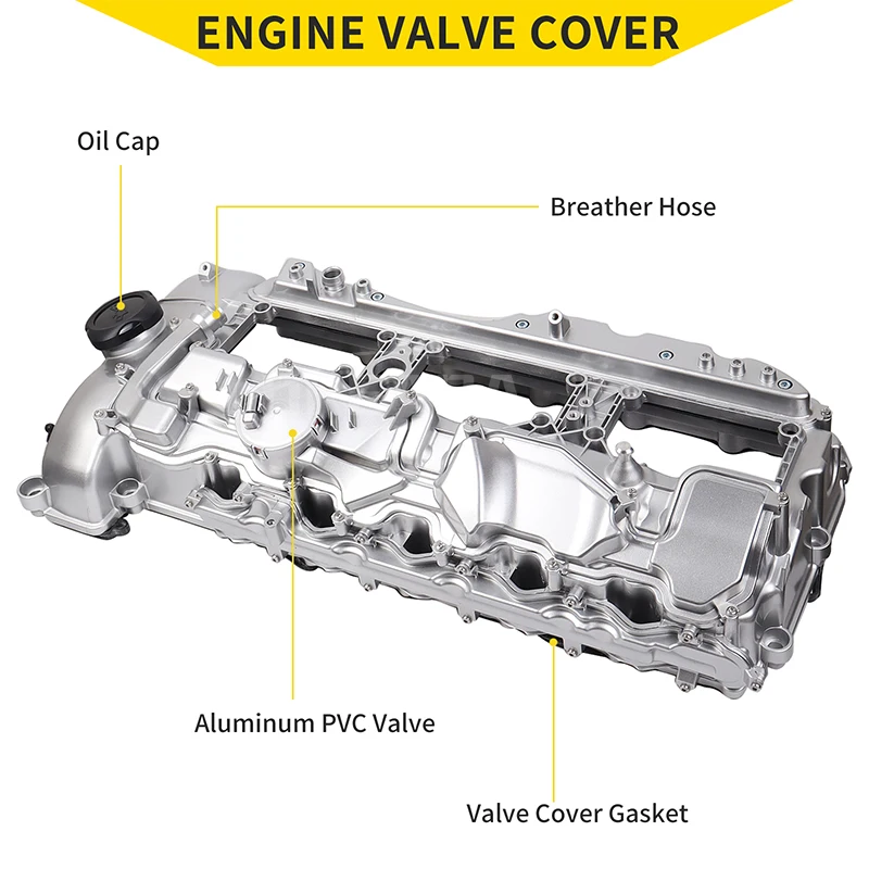 For BMW N55 3.0L 135i 335i 535i 640i 740i X3 X5 X6 535ixDrive Aluminum Valve Cylinder Head Cover W/Gasket & Bolts 11127570292