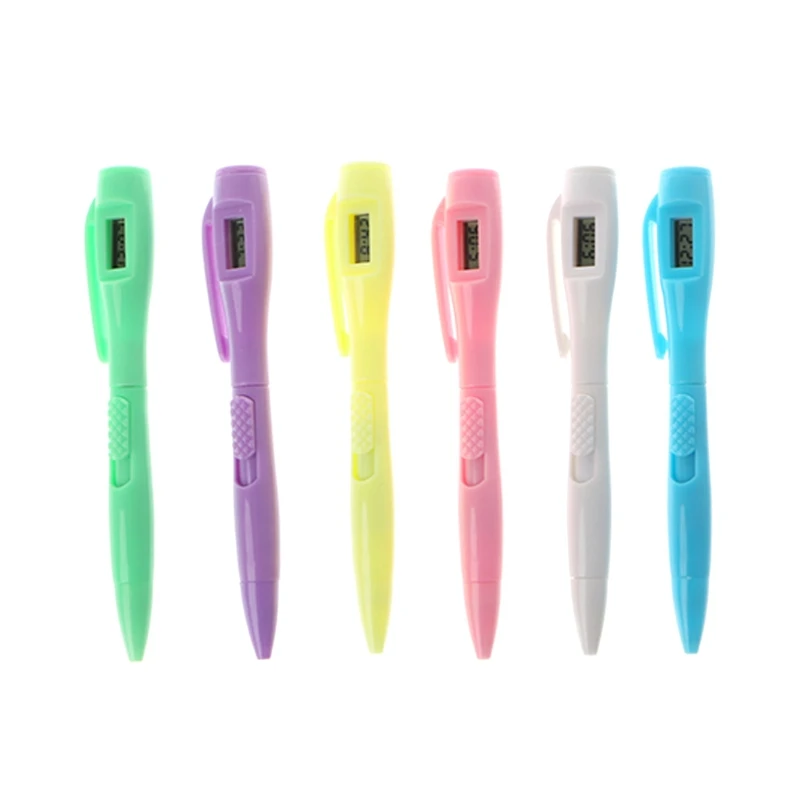 QX2B 1Pcs Ballpoint Pen with Digital Clock Electronic Clock Pen Exam Pens Watch Pen