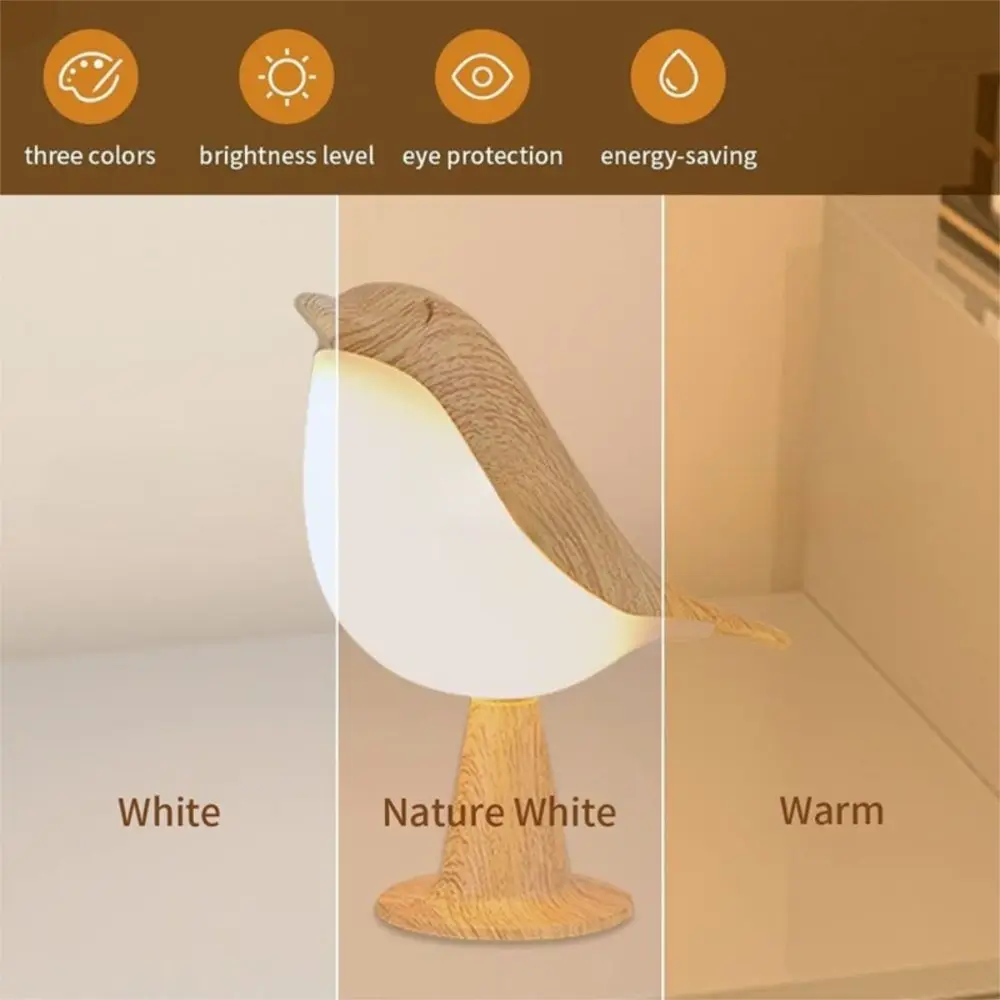 

3 Color Temperature Small Desk Lamp Touch Sensor Art Decor Kids Night Light Cute 3-Levels Dimmable Cordless Lamp for All Rooms