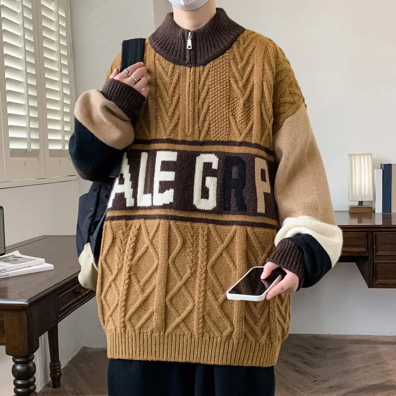 

Men's Faionable Casual f-Zip Knitwear round Ne Sweater Autumn Winter Wide Fit Color Blo Personali Versatile Inner ...