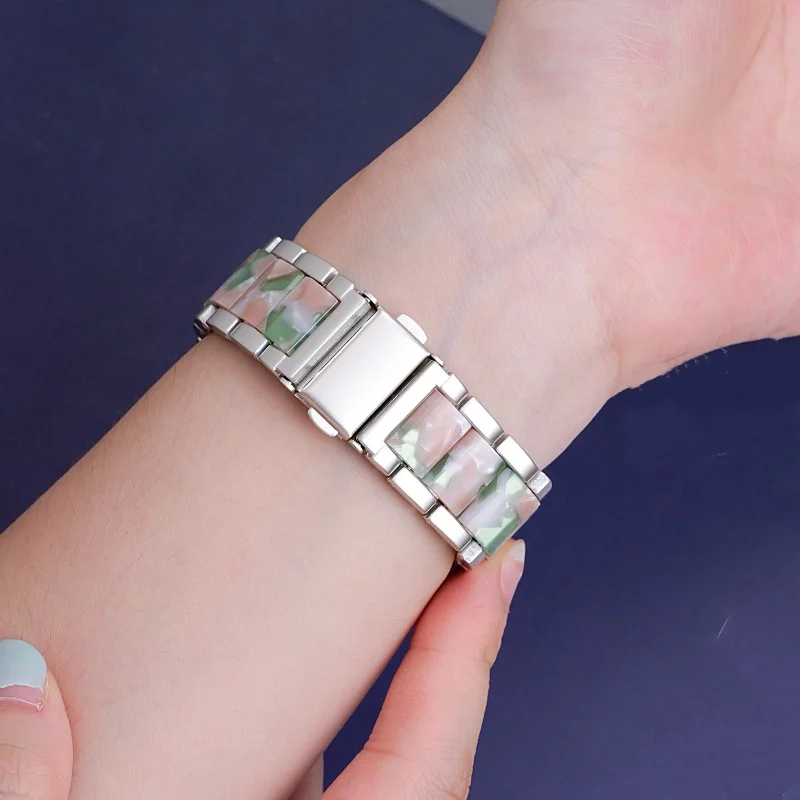 Pulseira de resina para apple watch ultra 2 band s10 46mm 42mm 45mm 40mm 41mm 44mm pulseira de metal para iwatch série 9 8 7 6 se 5 4