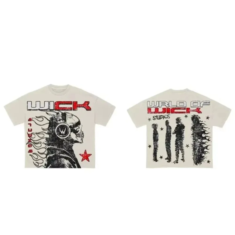 

2025 Summer American Street Anime Letter Printed Short Sleeve T-shirt for Women Y2k Harajuku Fashion Couple Casual Loose Top