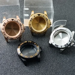High-quality Silvery Black Case have inner ring 40.5mm watch men's case FIT NH34 NH35 NH36 movement Automtaic Watch Box