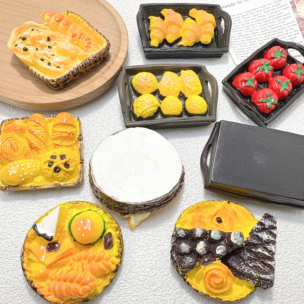 1pc Mini Bakery & Vegetable Tray Resin Cabochons Flat Back Scrapbook Kawaii DIY Embellishments Miniature Grocery Scene Layout