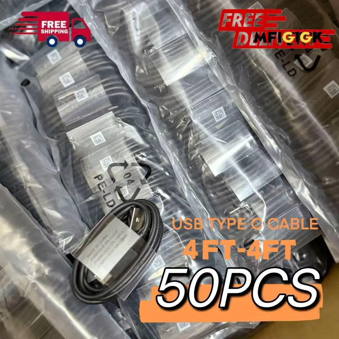 

MFIGlGK 50pcs Lot TypeC Android Charger Data Lead Fast Charging USB C CableCord4ft for Samsung for GalaxyS9/S9Plus/S8/S8+/Note8