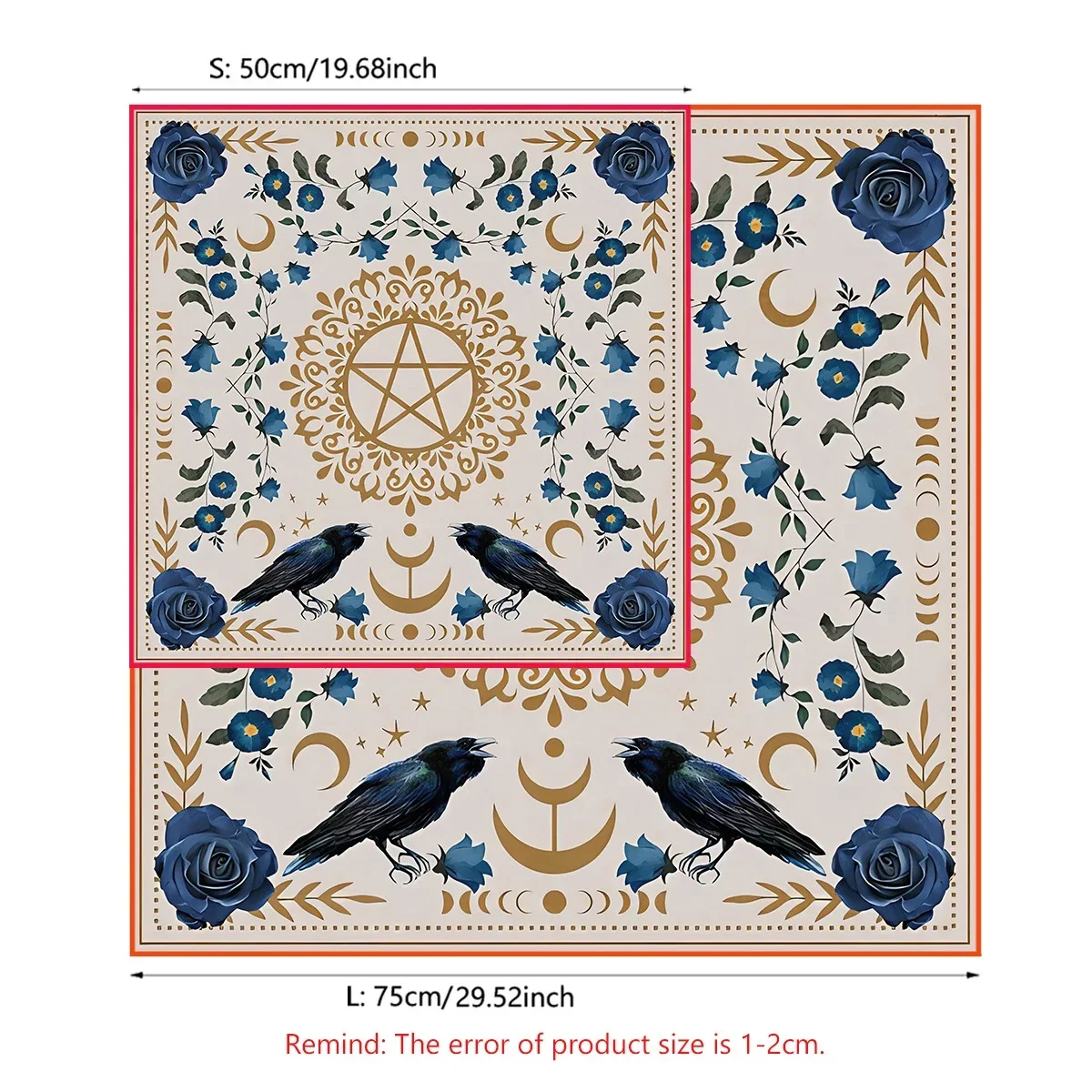 Altar Cloth Sun Moon Flower Tarot Spread Cloth Tarot Reading Tarot Mat Witchy Cottagecore Decor Witchy Gifts Board Game Card