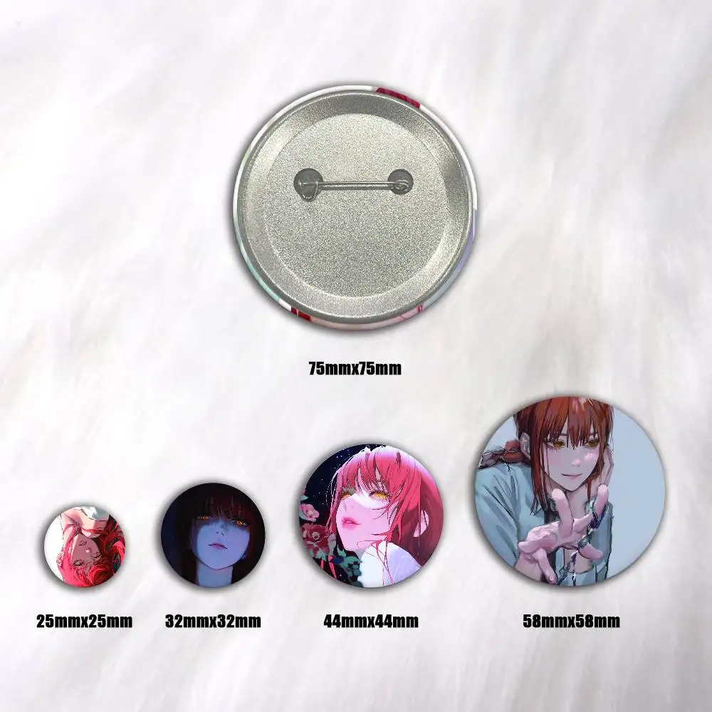 Anime Makima Creative Round Button Badges Cute Pin Brooch for Backpack Clothes Lapel Jewelry Accessories Friends Gift
