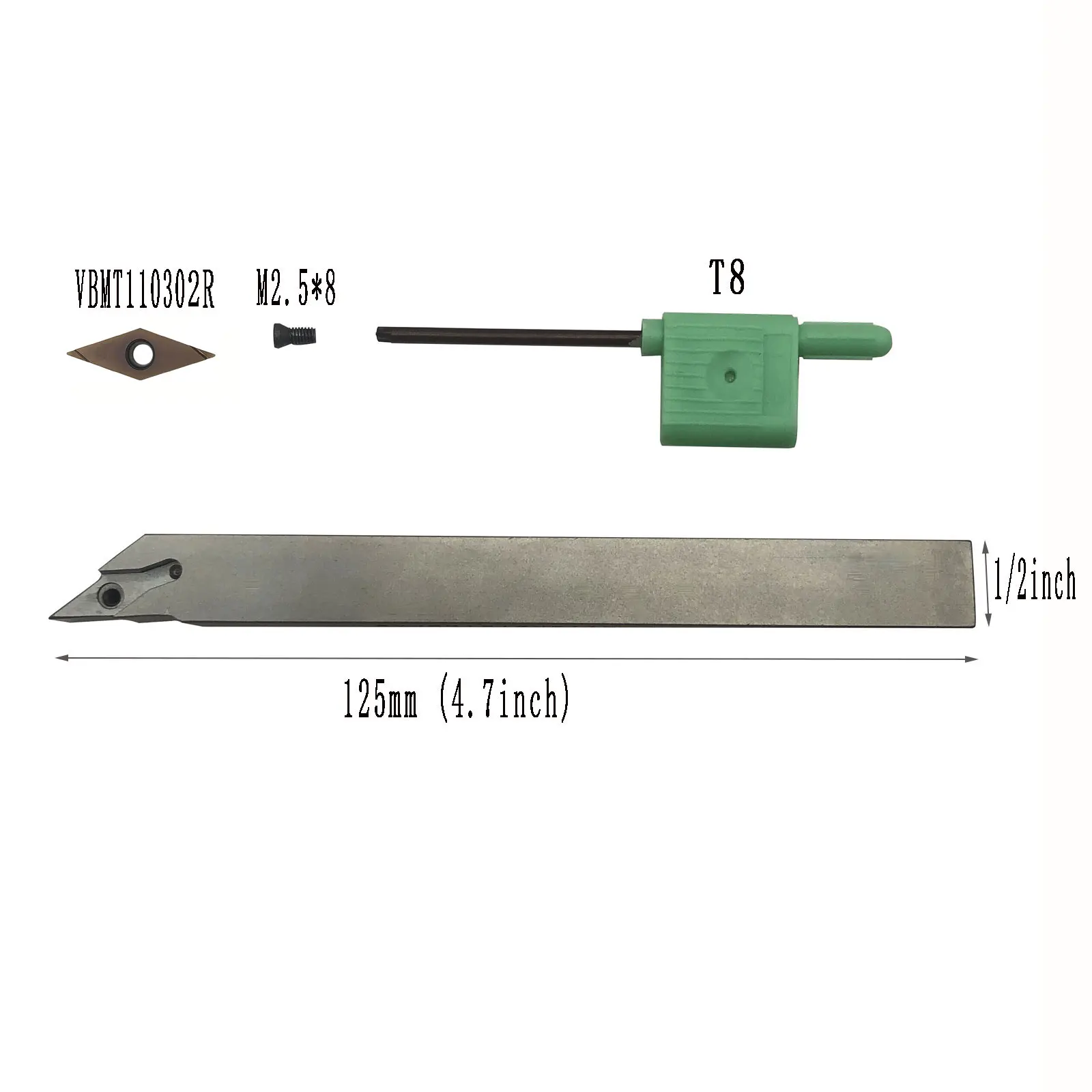 10pcs VBGT110302R Finish Turned and Ground Metal lathe Turning Bit Set insert +SVJBR1212JX11N  1/2 shank turning tool holder