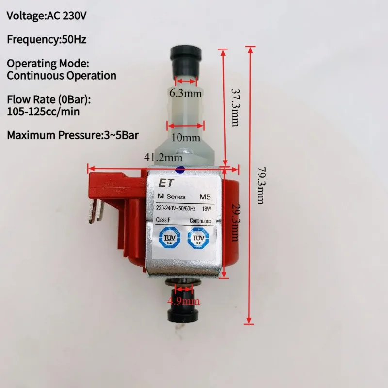 ET M5 230V 18W Electromagnetic Pump Self-Priming, Micro Water Pump for Steam Iron, Oven, Coffee Machine