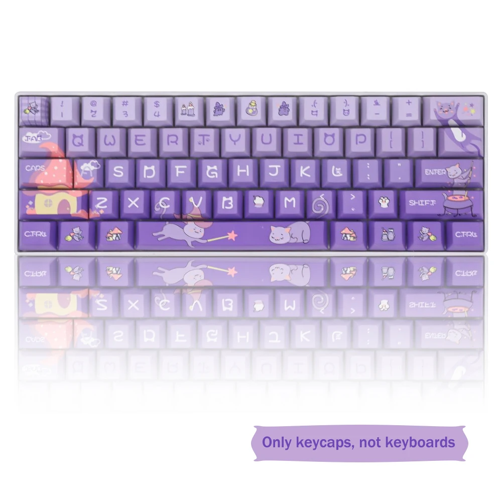 Purple Gradient Cat Keycaps Cherry Profile PBT Dye Sublimation Keycap For MX Switch Mechanical Keyboard GK61/64/68/75/84/87/96