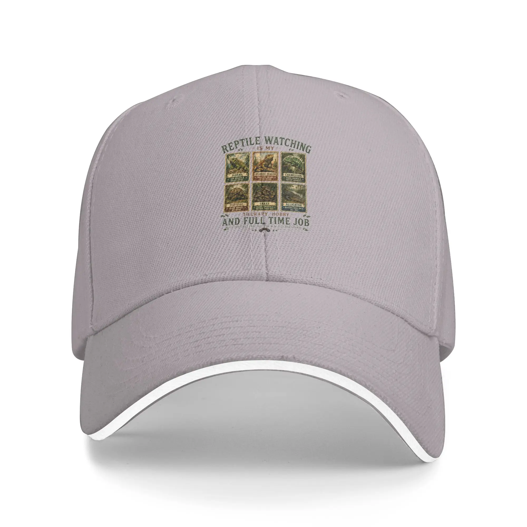 Hot Sale Funny Reptile Watching Therapy Vintage Herpetology Field Guide Baseball Cap  Stylish Cap Male  Airport Travel Cap Male