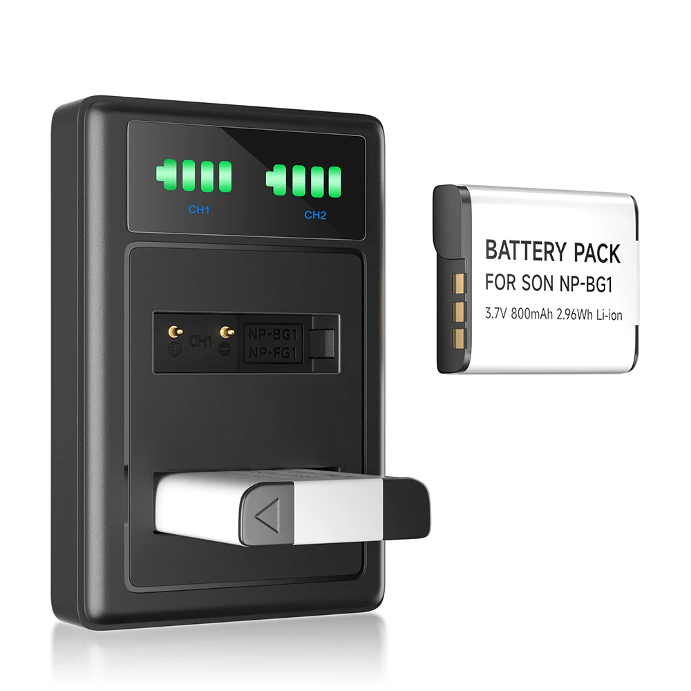 Аккумуляторы для камеры 3,7 в NP-BG1, 800 мАч + 3,7 в NP-BG1, зарядное устройство для Sony DSC-W300 W210 WX10 H70 H50 H10 HX5C W220 W170