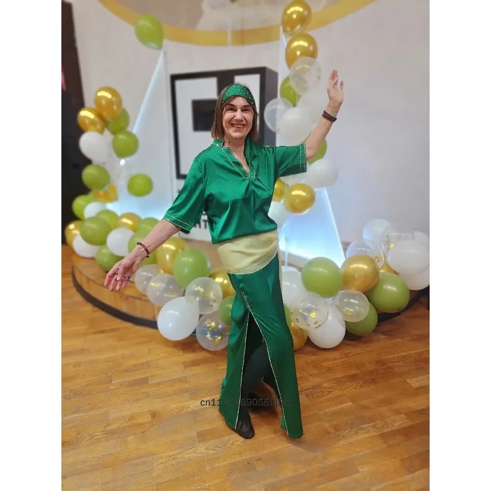 

Belly Dance Costume 4Pcs Set Shaabi Baladi Oriental Dance Robe Dress Belly Dance Practice Outfit For Women Performance Wear