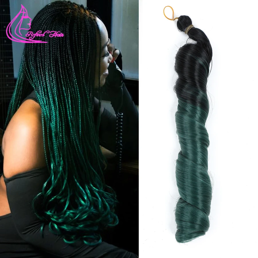 French Curl Pre Stretched Ombre Green Loose Wave Braiding Hair for Goddess Box Braids Bounce Curl  Ends Braids for Black Woman