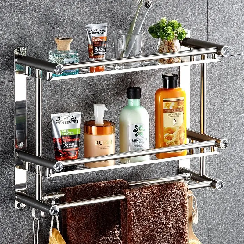 

Towel Rack Toilet Rack Stainless Steel Bathroom Towel Rack Toilet Bathroom Shelves Decor Tray Wall Shelf Hanging Rack