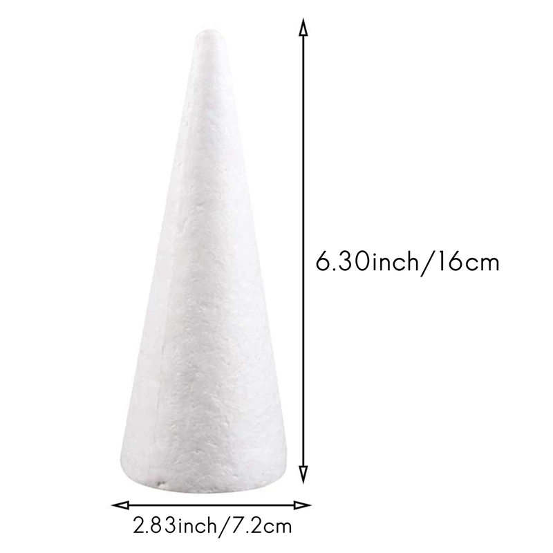 10PCS 16 Cm White Solid Foam DIY Cone Children Handmade Craft Cone Accessories, Suitable For Family Craft Christmas