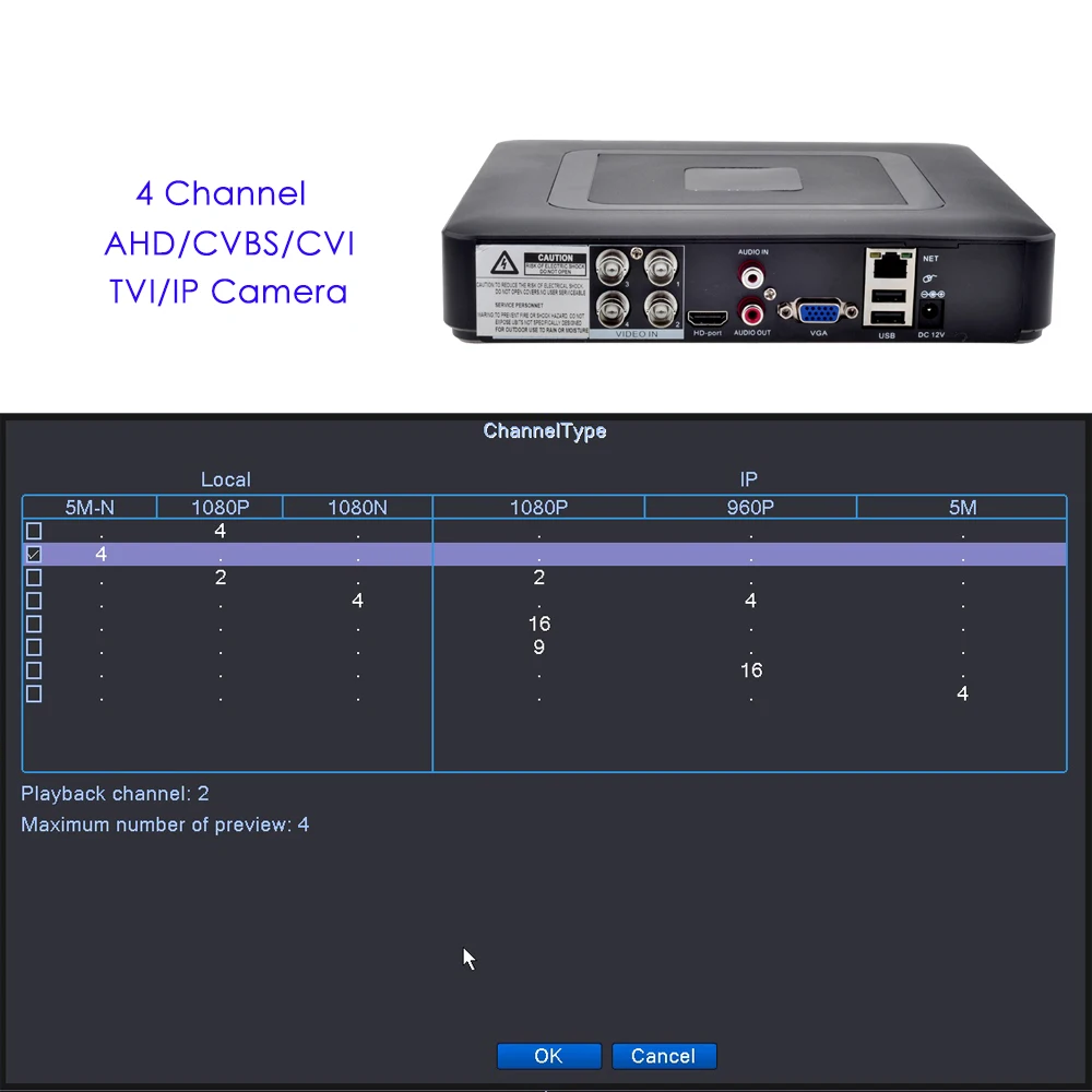 4CH 8CH AHD DVR NVR sistema CCTV 5MP/2 mp5 in 1 CCTV mini DVR TVI CVI AHD CVBS telecamera IP videoregistratore digitale