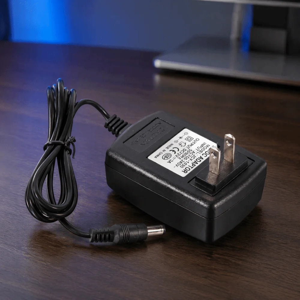 Plastic Power Supply Adapter AC to DC 12V 3A 5.5 x 2.5 mm Connector Power Charging Adapter 1 Meter Cable Length