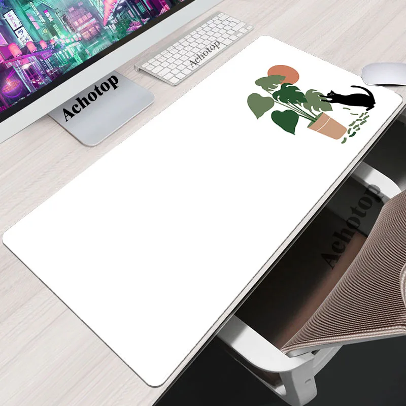 

Gaming Mouse Pad Cat With Plant Large Mousepad Rubber Mouse Mat Non-slip Desk Mats Keyboard Mat 900x400mm XXL